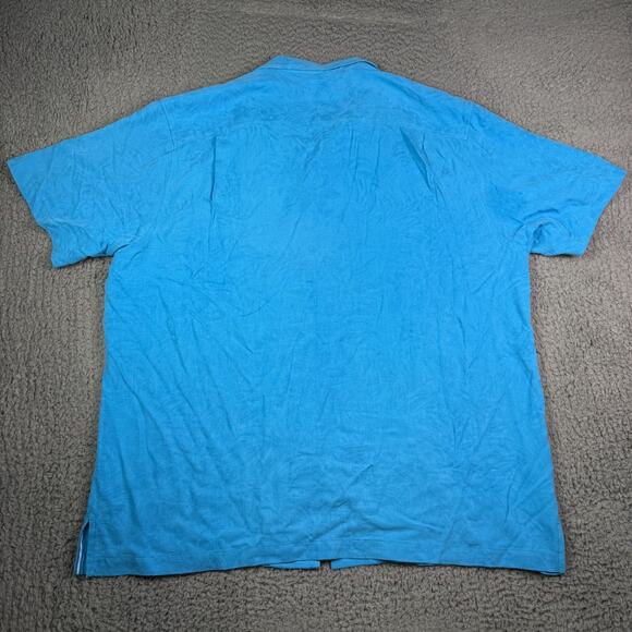 Tommy Bahama Shirt Mens 2XL Blue Palm Trees 100% Silk Camp Loop Collar Hawaiian - Picture 8 of 13